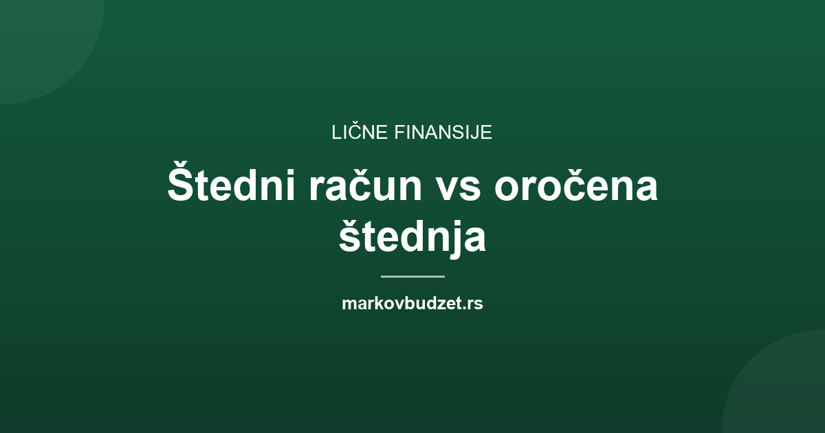 Štedni račun vs oročena štednja: gde novac radi